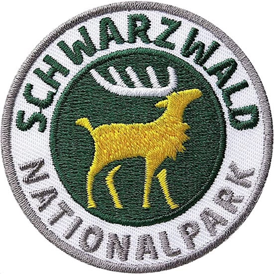 Schwarzwald Nationalpark Patch im Format 60 mm. Applikation mit Hirsch Motiv