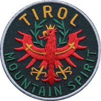 Tirol Adler Patch 65 mm, hochwertig gesticktes Abzeichen für Outdoor, Trekking, Reise, Mode, Sport. Patch zum Aufbügeln oder Aufnähen auf Kleidung, Taschen, Caps und Rucksack. Schwarz