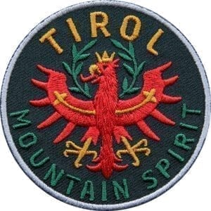 Tirol Adler Patch 65 mm, hochwertig gesticktes Abzeichen für Outdoor, Trekking, Reise, Mode, Sport. Patch zum Aufbügeln oder Aufnähen auf Kleidung, Taschen, Caps und Rucksack. Schwarz