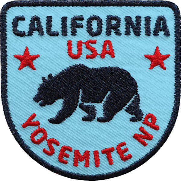 California Patch mit Bär-Motiv (Blau). Aufnäher für Deine USA Reise durch Kalifornien und Yosemite Nationalpark.