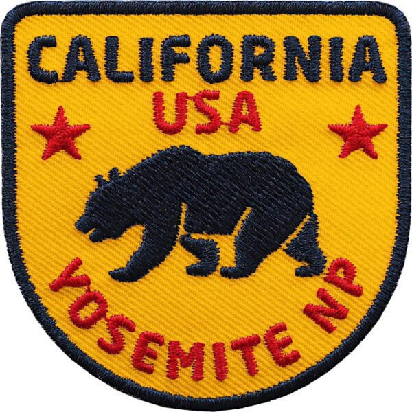 California Patch mit Bär-Motiv (Gelb). Aufnäher für Deine USA Reise durch Kalifornien und Yosemite Nationalpark.