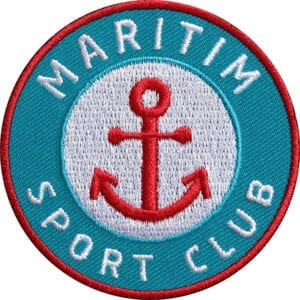 Maritim Anker Patch in Blau. Hochwertig gesticktes Abzeichen mit Anker-Motiv. Für Segeln, Yachting, Wassersport sowie Reisen, Mode, Sport