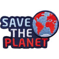 Save the Planet Patch rot. Aufnäher, Patches, Aufbügler, Applikation von Club of Heroes zu den Themen Umweltschutz, Naturschutz, Klimaschutz und den Schutz der Artenvielfalt und Ökosysteme auf dem Planet Erde
